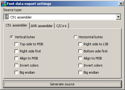 Source code exporter settings