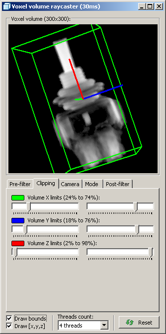 Cone-beam backprojection tool - raycaster objemového modelu.