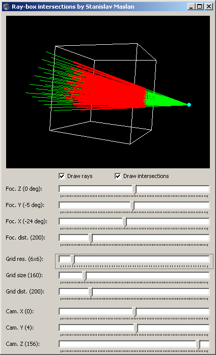 Ray-box intersections tool
